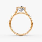 Cushion Cut - Bezel Ring - 14 K Gold